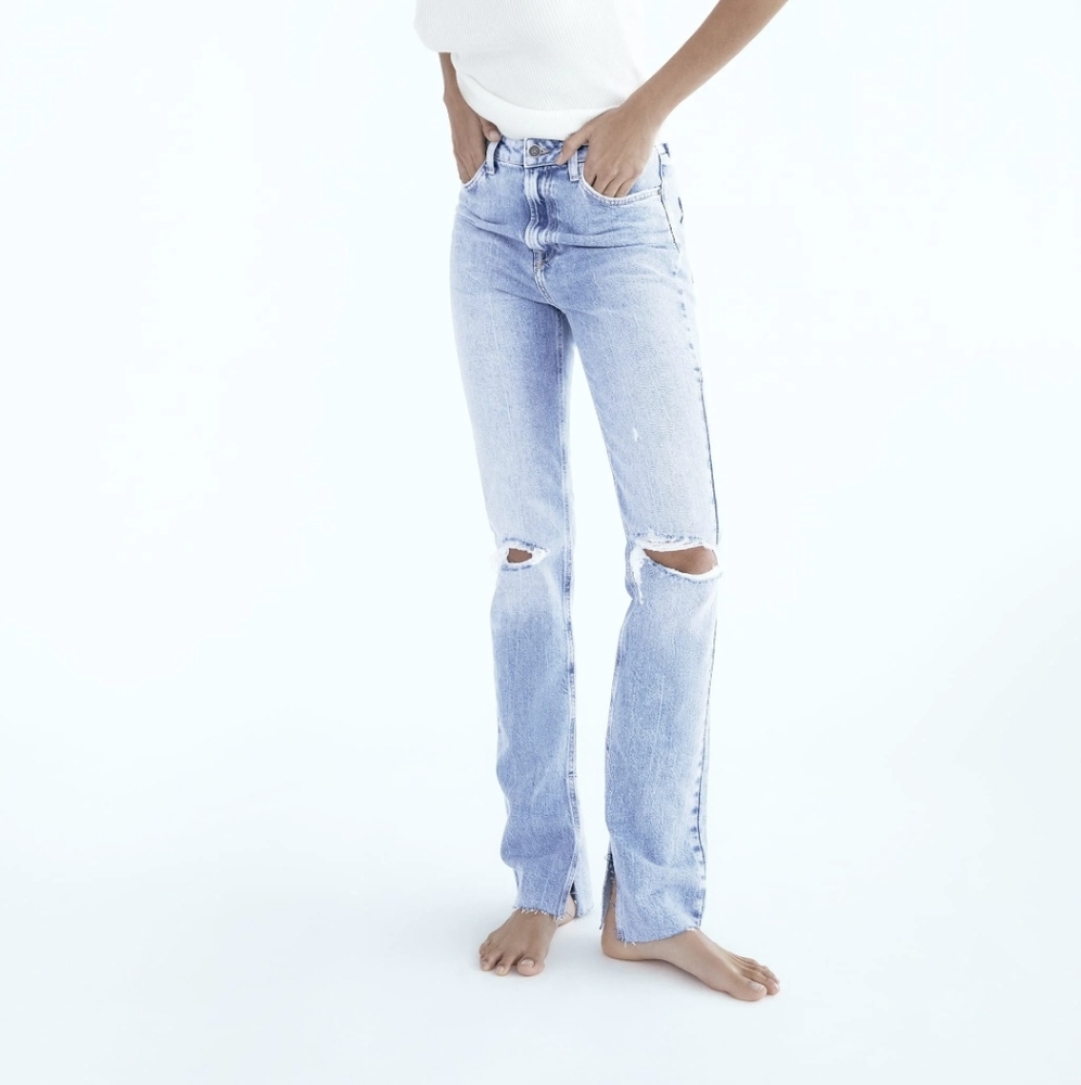 Zara Z1975 Flared Ripped Slim Fit Jeans